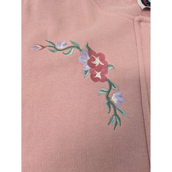 90s Bold Spirit Pink Floral Embroidery Set  Sweatshirt Pants sz XL Grannycore - Picture 12 of 13